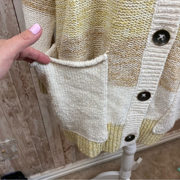 Free People Southport Beach Striped Oversized Button Front Cardigan Size Small - Picture 6 of 14